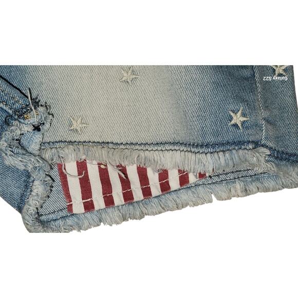 Miss Me Shorts Women 25 Blue Cut-Off Denim Fringe Embroidered Star Jeans NWT - Picture 4 of 7